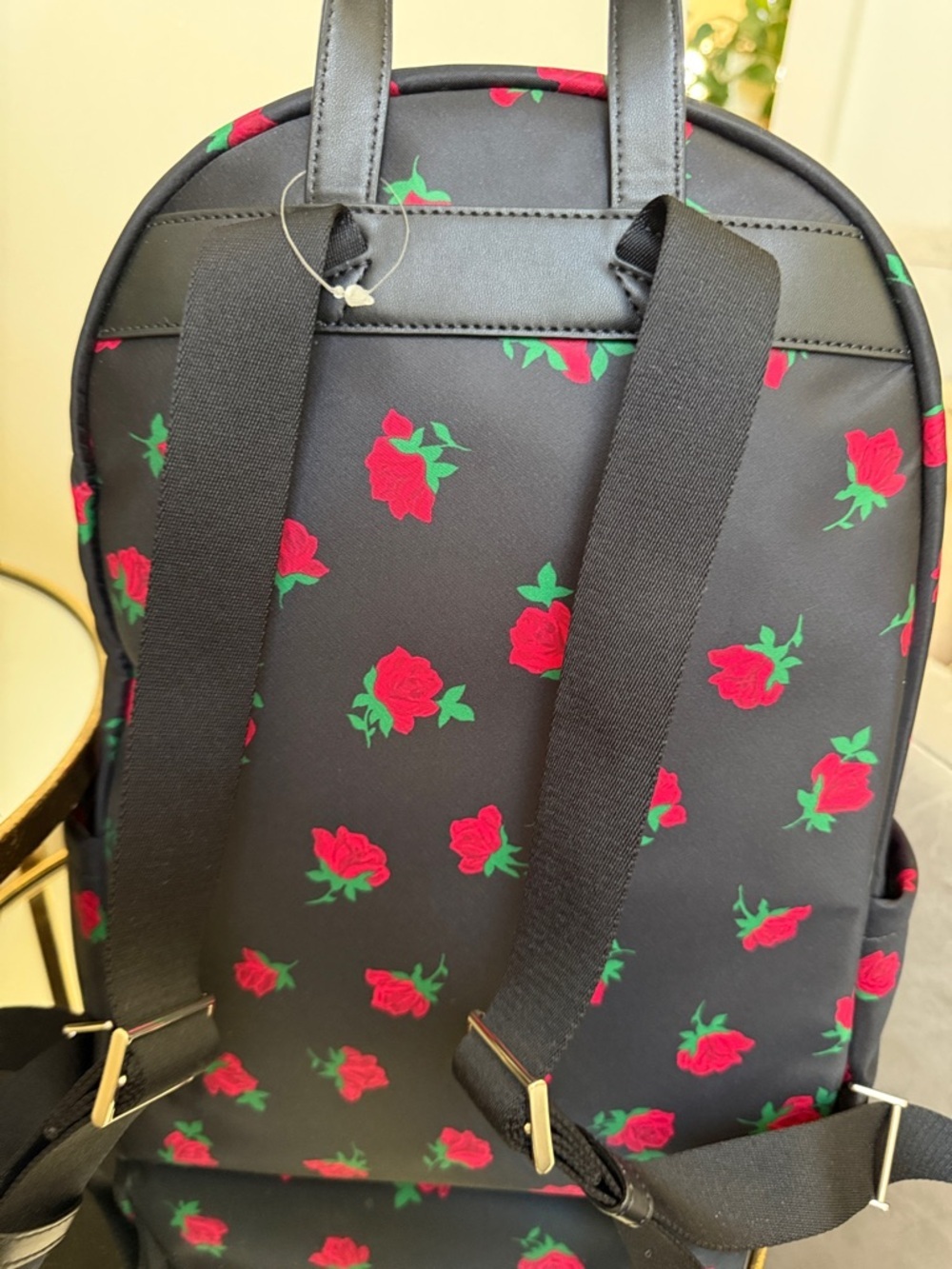 Kate Spade New York Black Rose Toss Large Backpack - Picture 8 of 10